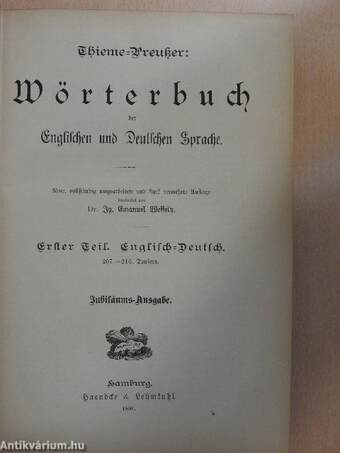 Wörterbuch der Englischen und Deutschen Sprache I-II.(gótbetűs)