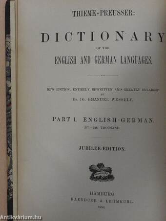 Wörterbuch der Englischen und Deutschen Sprache I-II.(gótbetűs)