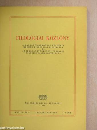 Filológiai Közlöny 1982. január-december