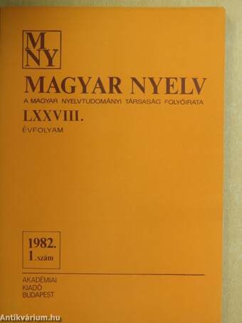 Magyar Nyelv 1982/1-4.