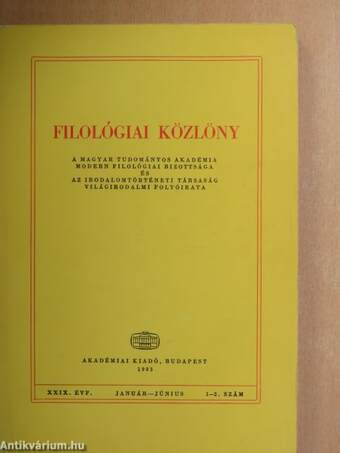 Filológiai Közlöny 1983. január-december