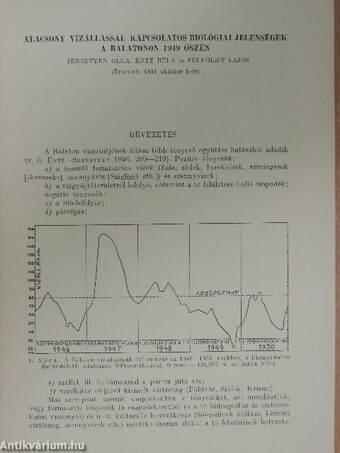 Alacsony vízállással kapcsolatos biológiai jelenségek a Balatonon 1949 őszén (dedikált példány)