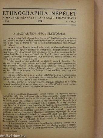 Ethnographia - Népélet 1939/1-4.