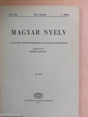 Magyar Nyelv 1974. január-december