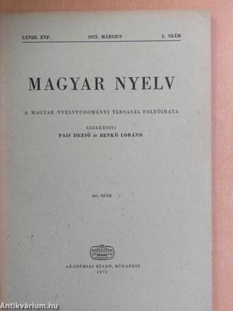 Magyar Nyelv 1972/1-4.