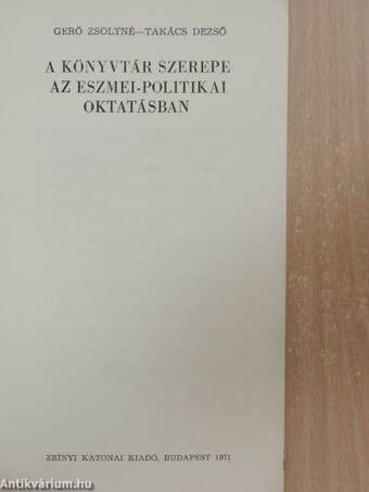 A könyvtár szerepe az eszmei-politikai oktatásban