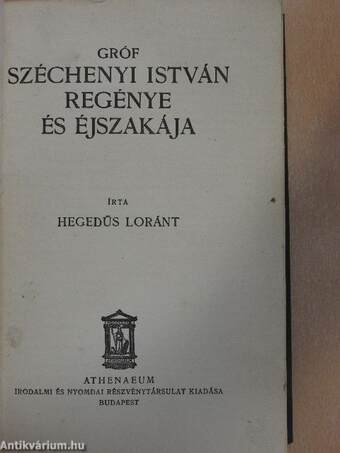 Gróf Széchenyi István regénye és éjszakája