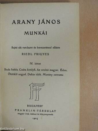 Arany János munkái IV.