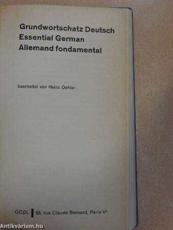 Grundwortschatz Deutsch/Essential German/Allemand fondamental