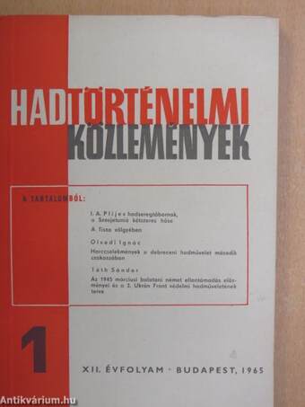 Hadtörténelmi Közlemények 1965/1-4.