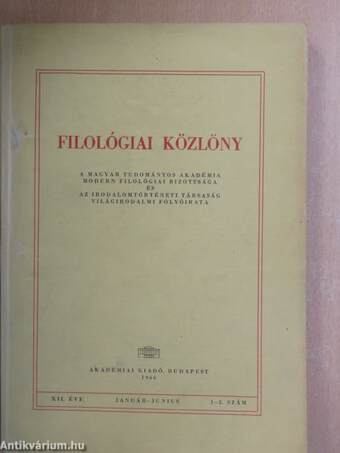 Filológiai Közlöny 1966. január-december