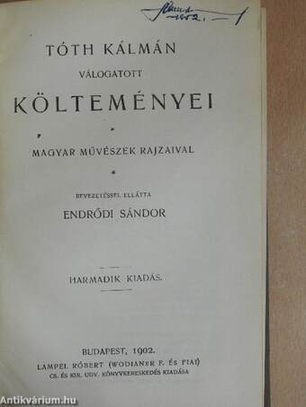 Tóth Kálmán válogatott költeményei