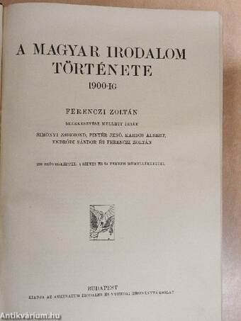 A magyar irodalom története 1900-ig