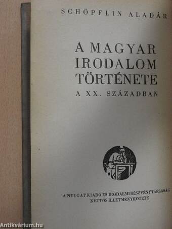 A magyar irodalom története a XX. században