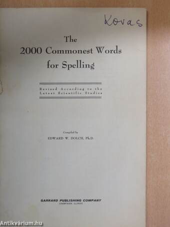 The 2000 Commonest Words for Spelling