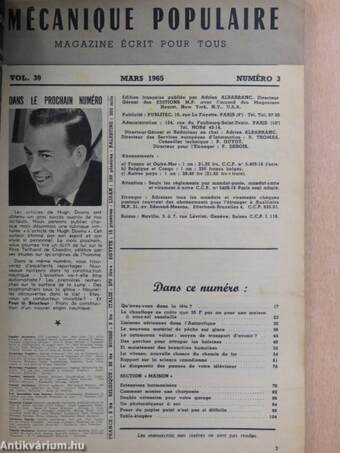 Mécanique Populaire vol. 39 Mars 1965 numéro 3