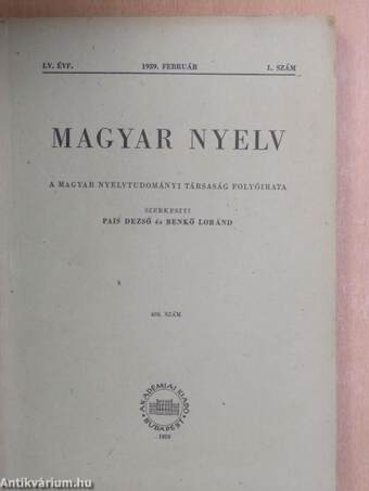 Magyar Nyelv 1959/1-4.