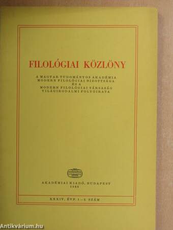 Filológiai Közlöny 1988. január-december