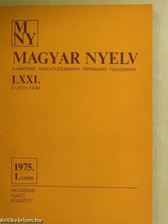 Magyar Nyelv 1975/1-4.