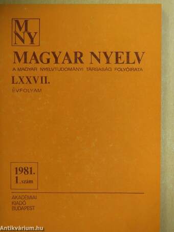 Magyar Nyelv 1981/1-4.