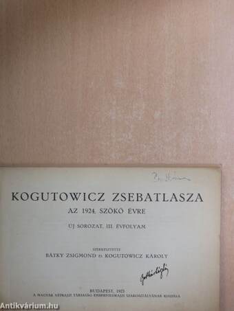 Kogutowicz zsebatlasza az 1924. szökő évre