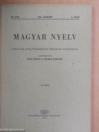 Magyar nyelv 1964/1-4.