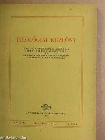 Filológiai Közlöny 1970. január-december