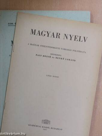 Magyar Nyelv 1967/1-4.