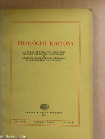 Filológiai Közlöny 1971. január-december