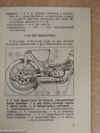 Jawa 50 typusú 20, 21, 23A kezelési és karbantartási utasítás