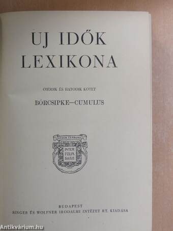 Uj idők lexikona 5-6. (töredék)