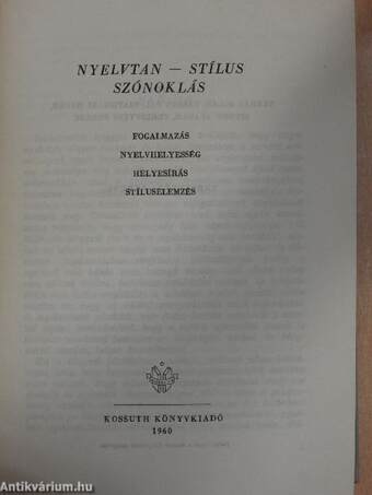 Nyelvtan - stílus - szónoklás