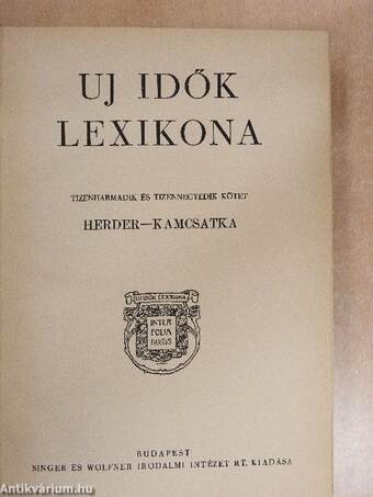 Uj idők lexikona 13-14. (töredék)