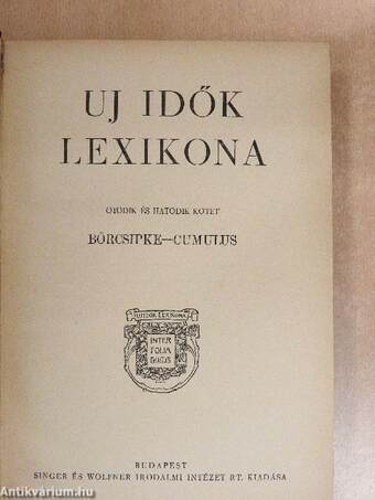 Uj idők lexikona 5-6. (töredék)