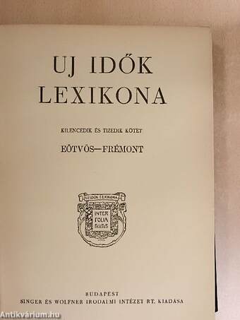 Uj idők lexikona 9-10. (töredék)