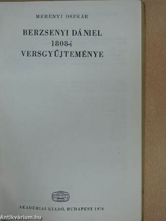 Berzsenyi Dániel 1808-i versgyűjteménye