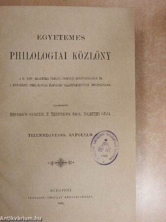 Egyetemes Philologiai Közlöny 1890.