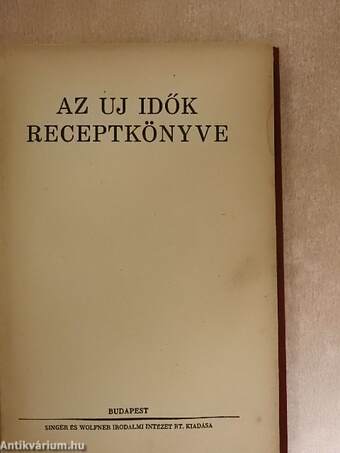 Az uj idők receptkönyve