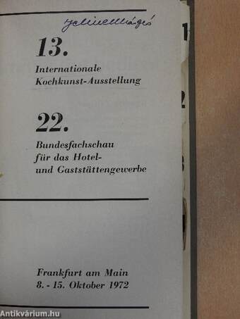 13. Internationale Kochkunst-Ausstellung/22. Bundesfachschau für das Hotel- und Gaststättengewerbe