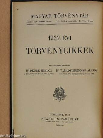 1932. évi törvénycikkek