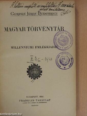 1933. évi törvénycikkek