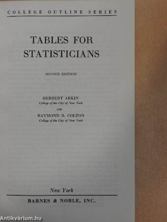 Tables for Statisticians