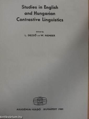 Studies in English and Hungarian Contrastive Linguistics