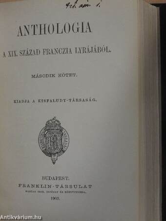 Anthologia a XIX. század franczia lyrájából 1-2.