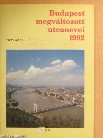 Budapest megváltozott utcanevei 1992