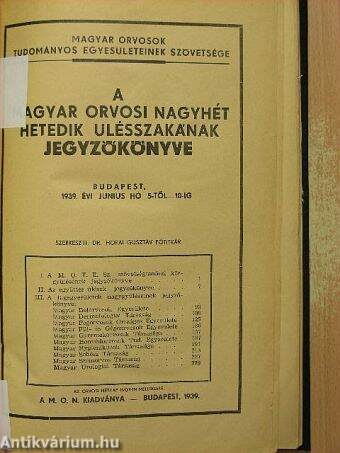 A Magyar Orvosi Nagyhét hetedik ülésszakának jegyzőkönyve