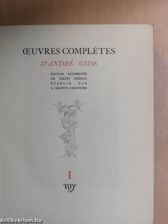 Oeuvres Complétes d'André Gide I-XV.