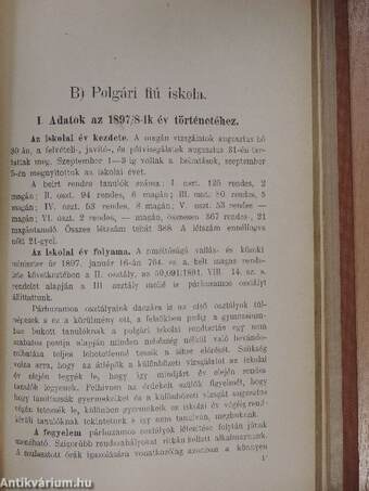 A Miskolczi M. Kir. Állami Polgári és Felső Kereskedelmi Iskola Értesitője az 1898-99. iskolai évről/Polgári fiú iskola I.