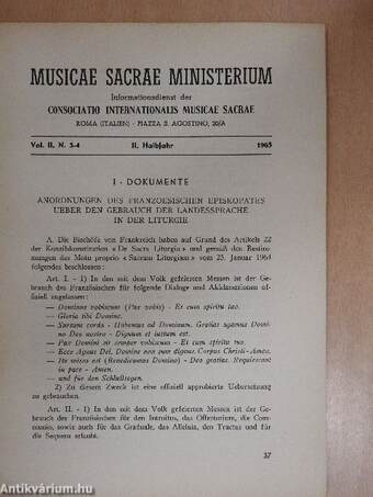 Musicae Sacrae Ministerium II. Halbjahr 1965