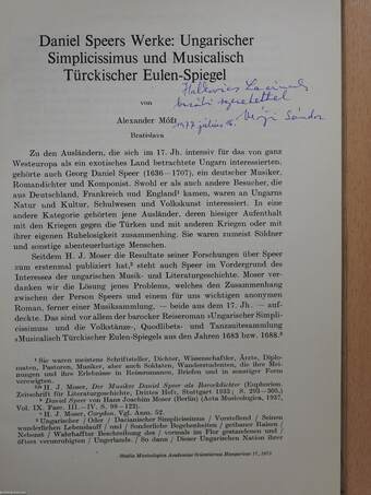 Daniel Speers Werke: Ungarischer Simplicissiumus und Musicalisch Türckischer Eulen-Spiegel (dedikált példány)